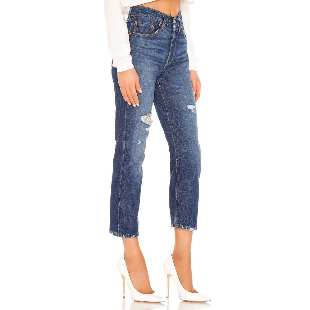 NWT Levi's 501 Original in Market Grammar Destroyed High Rise Straight Jeans 25 - Picture 2 of 10